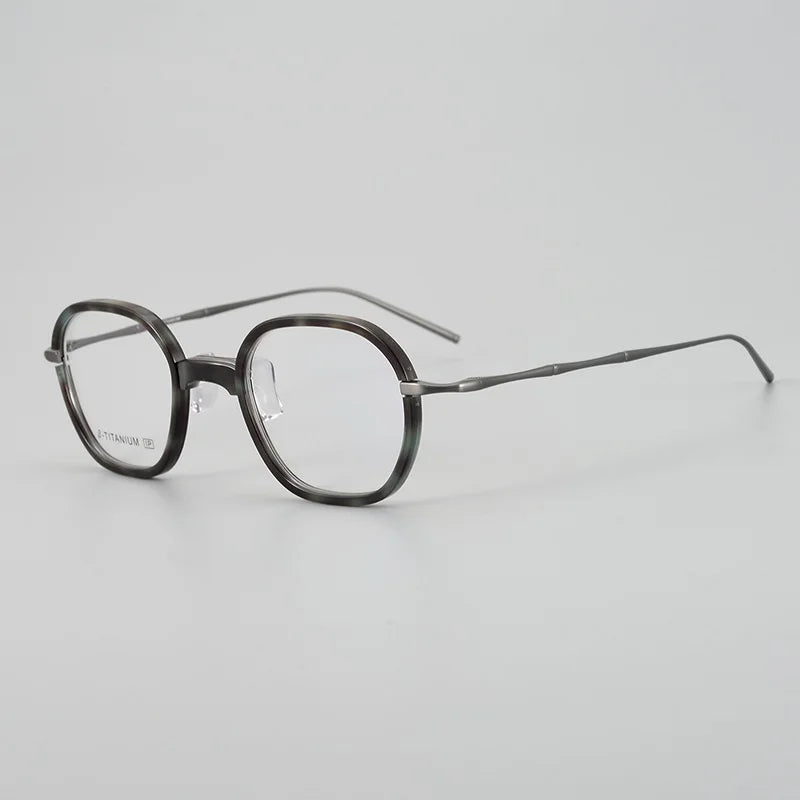 Bobbie Unisex Full Rim Polygon Titanium Acetate Eyeglasses 963011