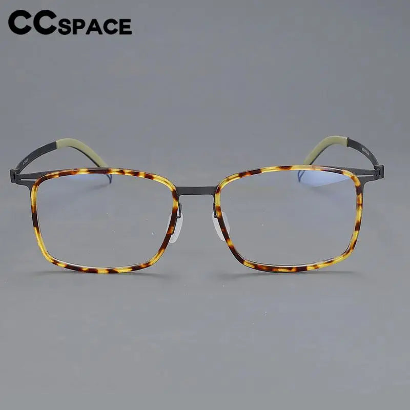 CCspace Unisex Full Rim Square Screwless Titanium Eyeglasses 57174 Full Rim CCspace   