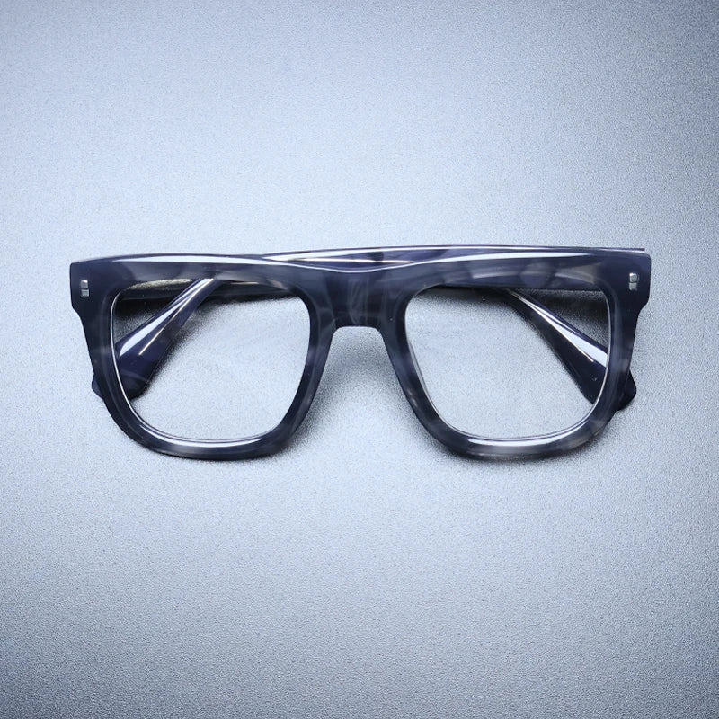 Gatenac Unisex Full Rim Big Square Acetate Eyeglasses Gxyj1230 Full Rim Gatenac Stripe  