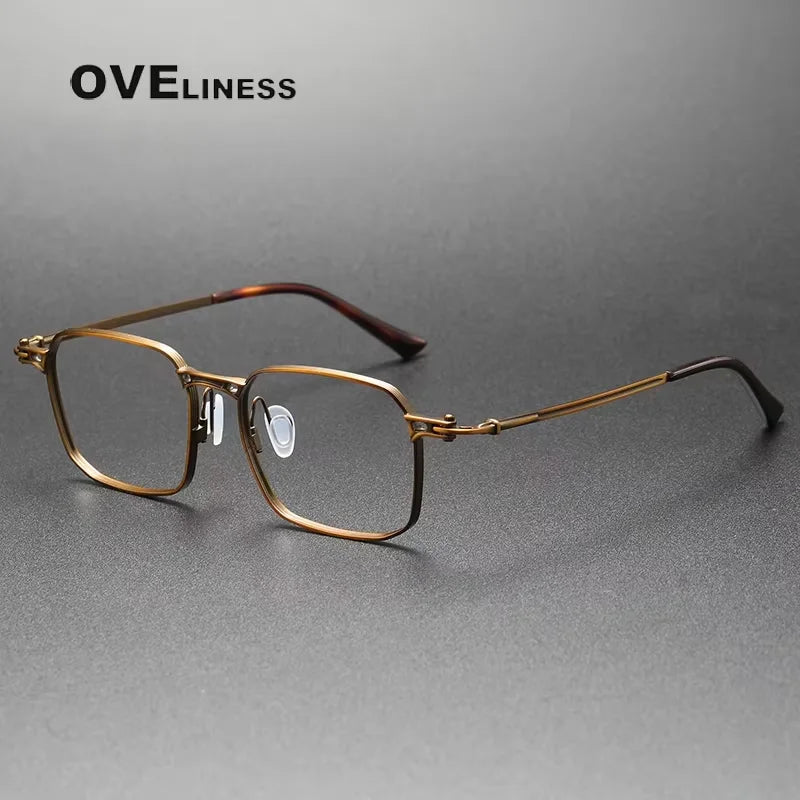 Oveliness Men's Full Rim Square Titanium Acetate Eyeglasses 85892