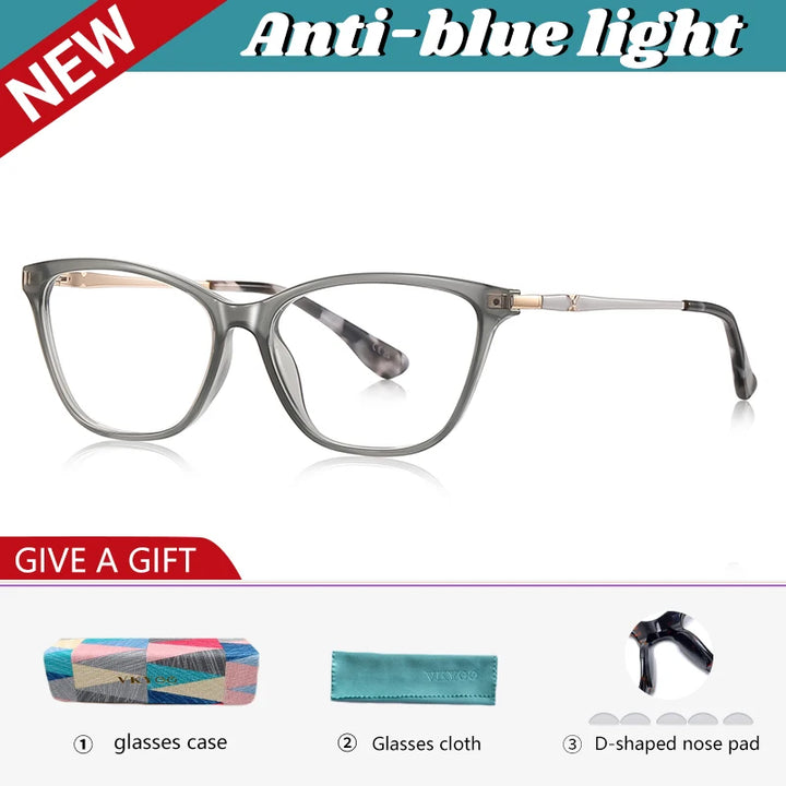Vicky Women's Full Rim Square Cat Eye Tr 90 Alloy Reading Glasses 77232