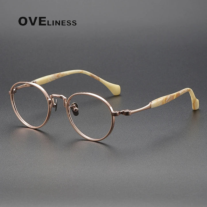 Oveliness Unisex Full Rim Round Titanium Eyeglasses O80867 Full Rim Oveliness pink gold  