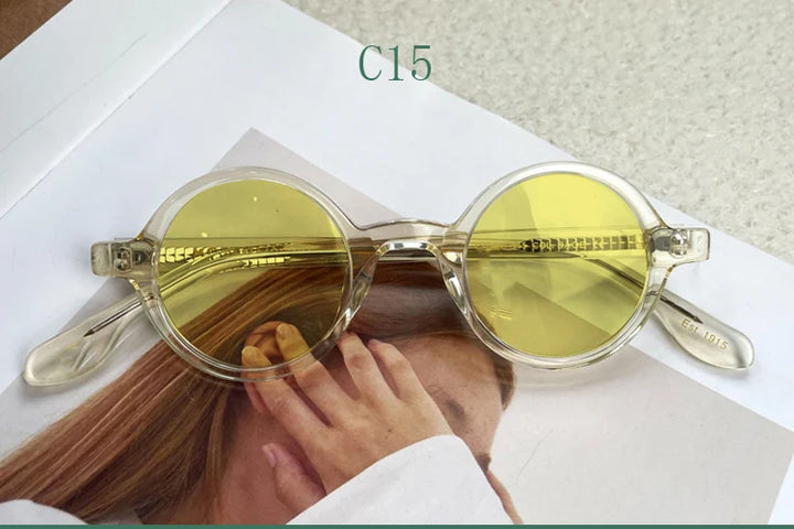 Yujo Unisex Full Rim Round Acetate Sunglasses 4225s Sunglasses Yujo C15 CHINA 