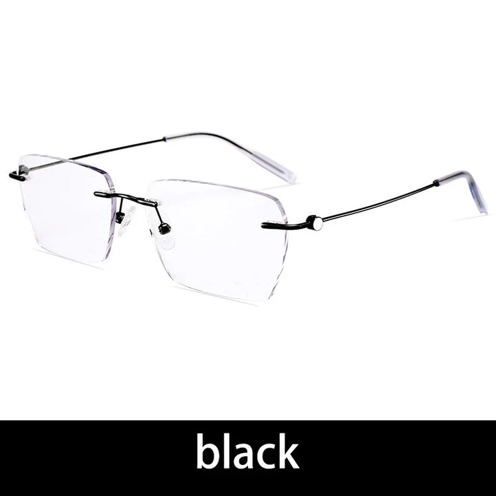 Vicky Unisex Rimless Square Titanium Reading Glasses V0620 Reading Glasses Vicky 0621-Black +100 