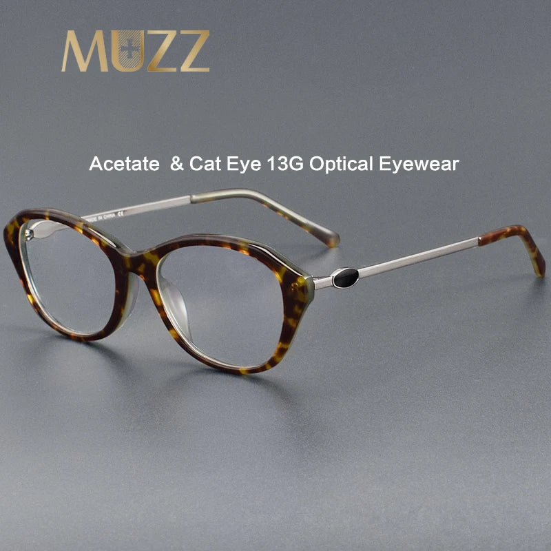 Muzz Women's Full Rim Oval Titanium Acetate Eyeglasses 44002 Full Rim Muzz   