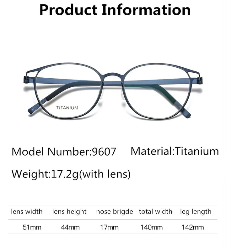 Aimee Unisex Full Rim Oval Screwless Titanium Eyeglasses 9607 Full Rim Aimee   