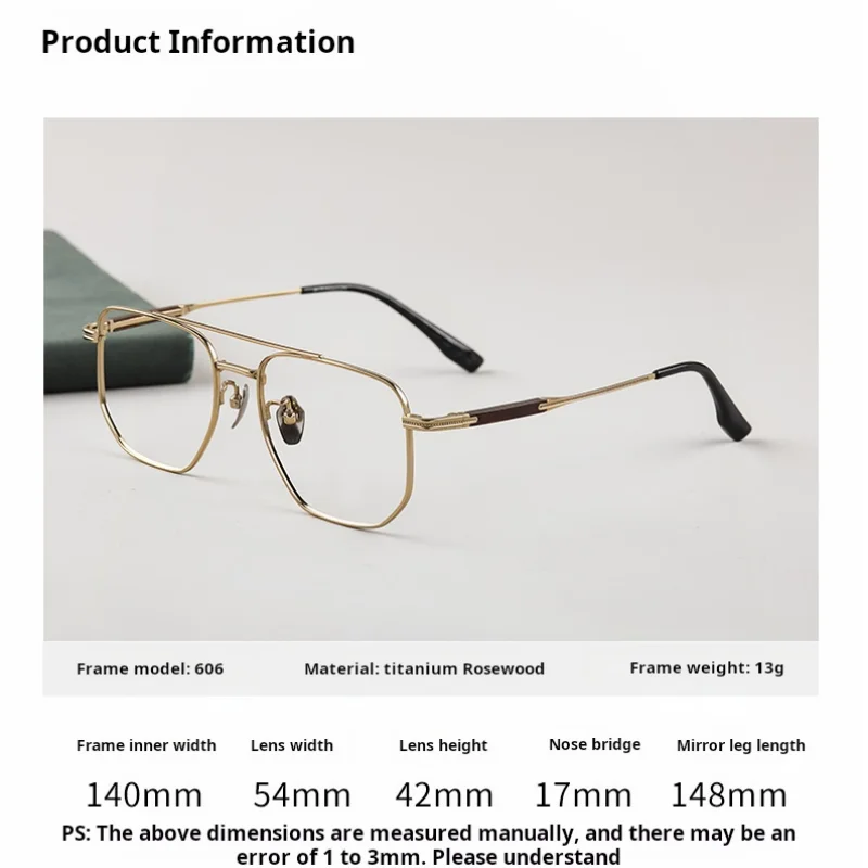 Xbora Unisex Full Rim Square Double Bridge Titanium Eyeglasses 541606