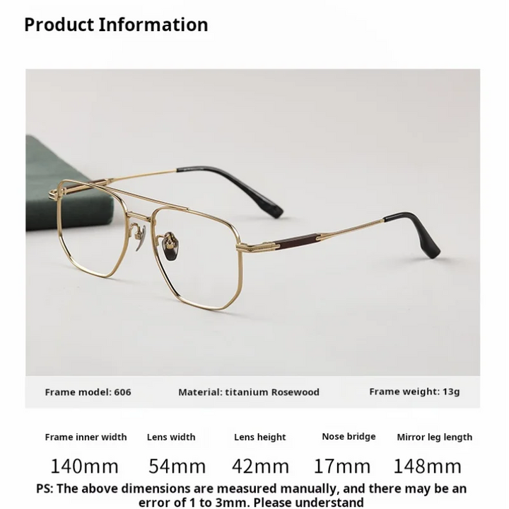 Xbora Unisex Full Rim Square Double Bridge Titanium Eyeglasses 541606