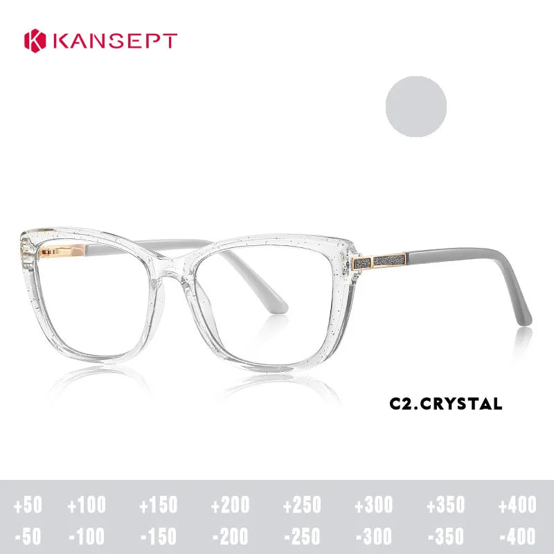 Kansept Women's Full Rim Square Tr 90 Titanium Reading Glasses 22469