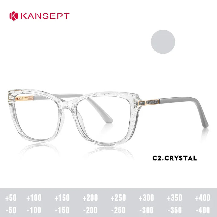 Kansept Women's Full Rim Square Tr 90 Titanium Reading Glasses 22469