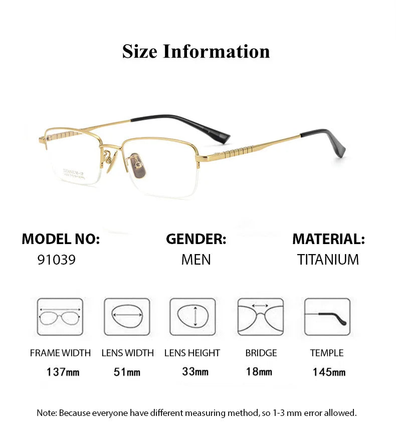 Chashma Ottica Men's Semi Rim Square Titanium Eyeglasses 91039 Semi Rim Chashma Ottica   