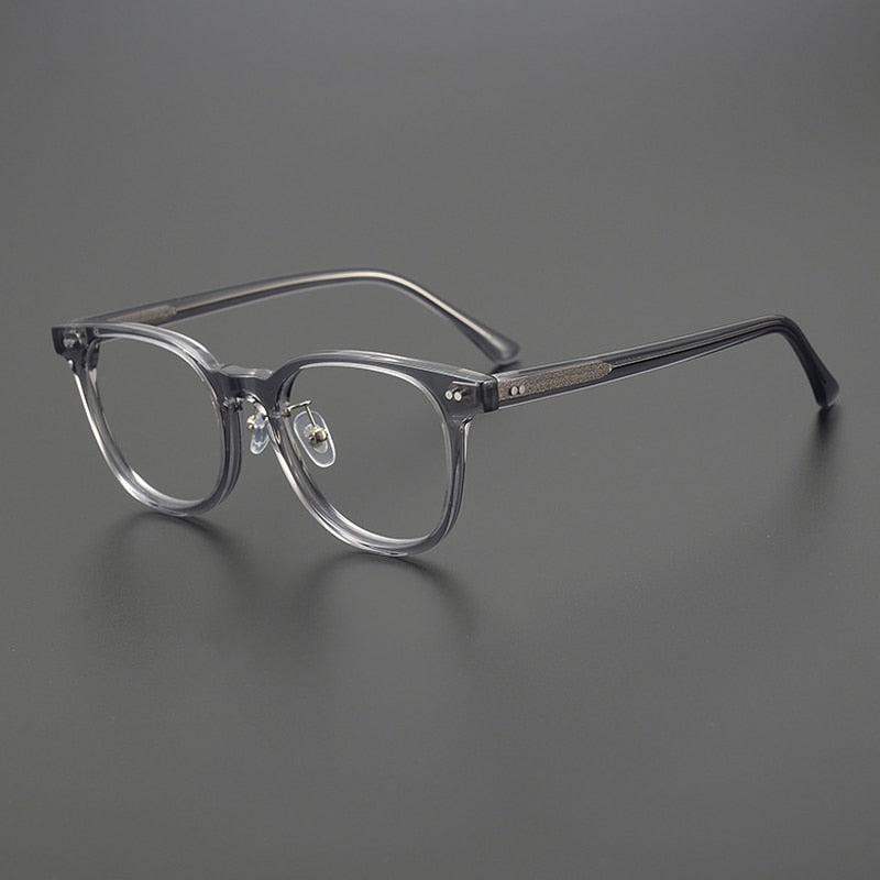 Gatenac Unisex Full Rim Round Square Acetate Eyeglasses Gxyj1042 Full Rim Gatenac Gray  