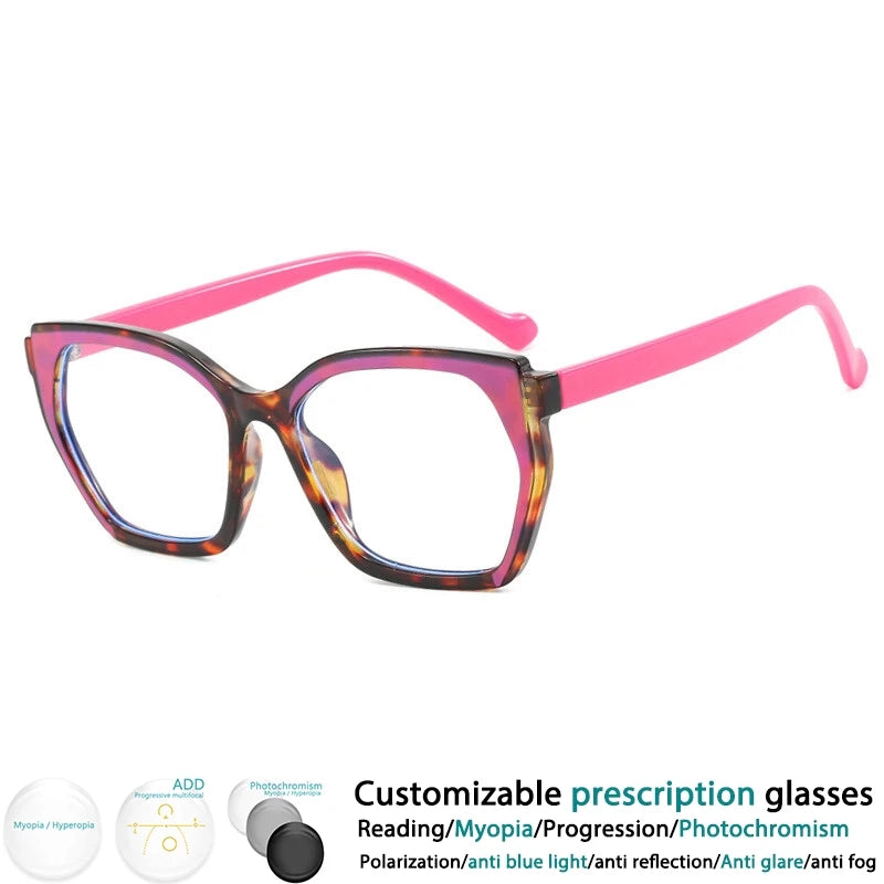 CCspace Women's Full Rim Square Tr 90 Titanium Eyeglasses 302181 Full Rim CCspace RoseRed  