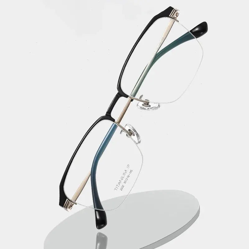 Hotochki Women's Semi Rim Square Titanium Frames 203200 FuzWeb