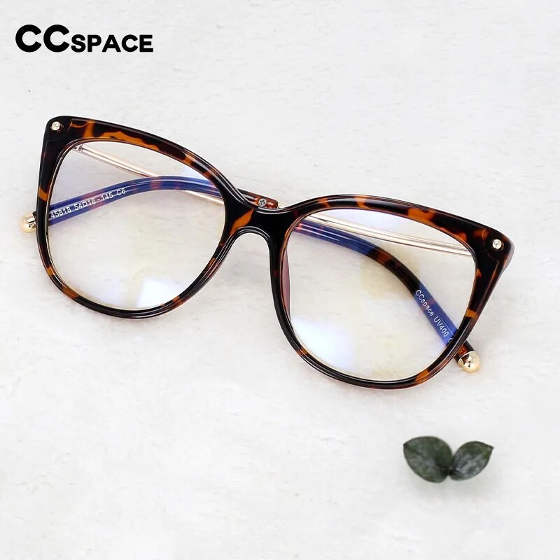CCSpace Women's Full Rim Cat Eye Tr 90 Titanium Hyperopic Reading Glasses R45818 Reading Glasses CCspace   