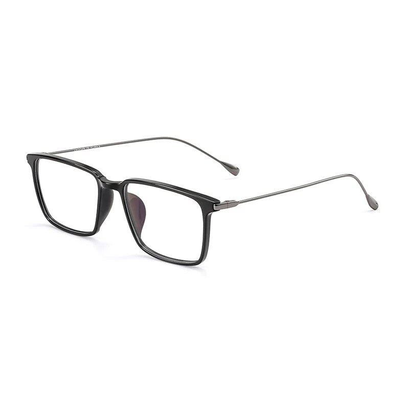 KatKani Unisex Full Rim Large Square Tr 90 Titanium Eyeglasses 1016 Full Rim KatKani Eyeglasses Black Gun  
