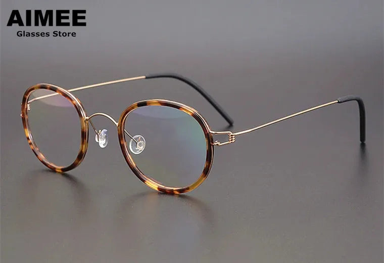 Aimee Women's Full Rim Round Acetate Titanium Eyeglasses 47145