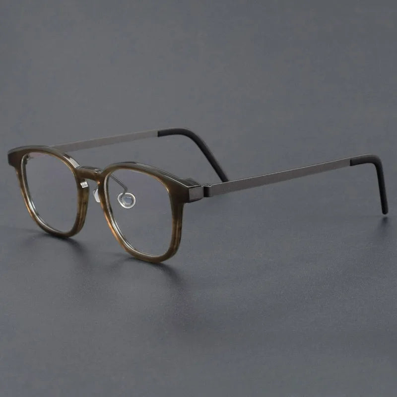 Hewei Unisex Full Rim Square Acetate Titanium Eyeglasses 51843