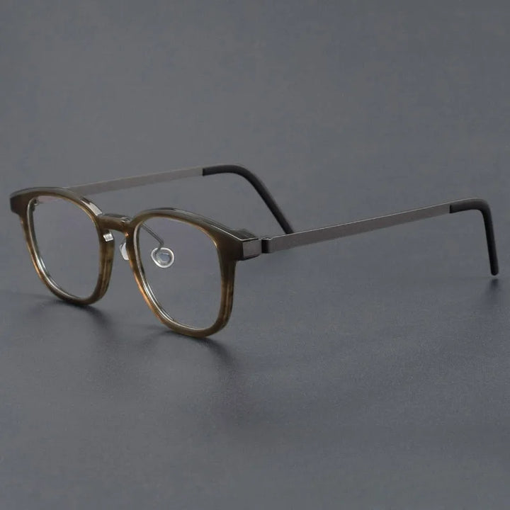 Hewei Unisex Full Rim Square Acetate Titanium Eyeglasses 51843