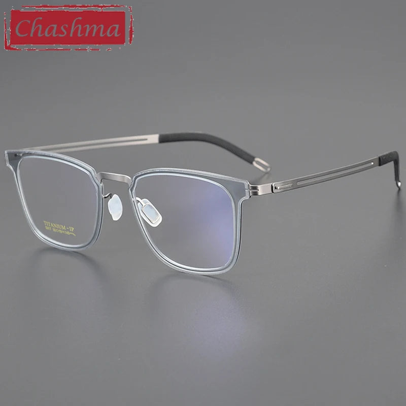 Chashma Unisex Full Rim Square Acetate Titanium Eyeglasses 9917 Full Rim Chashma Matte Gray  
