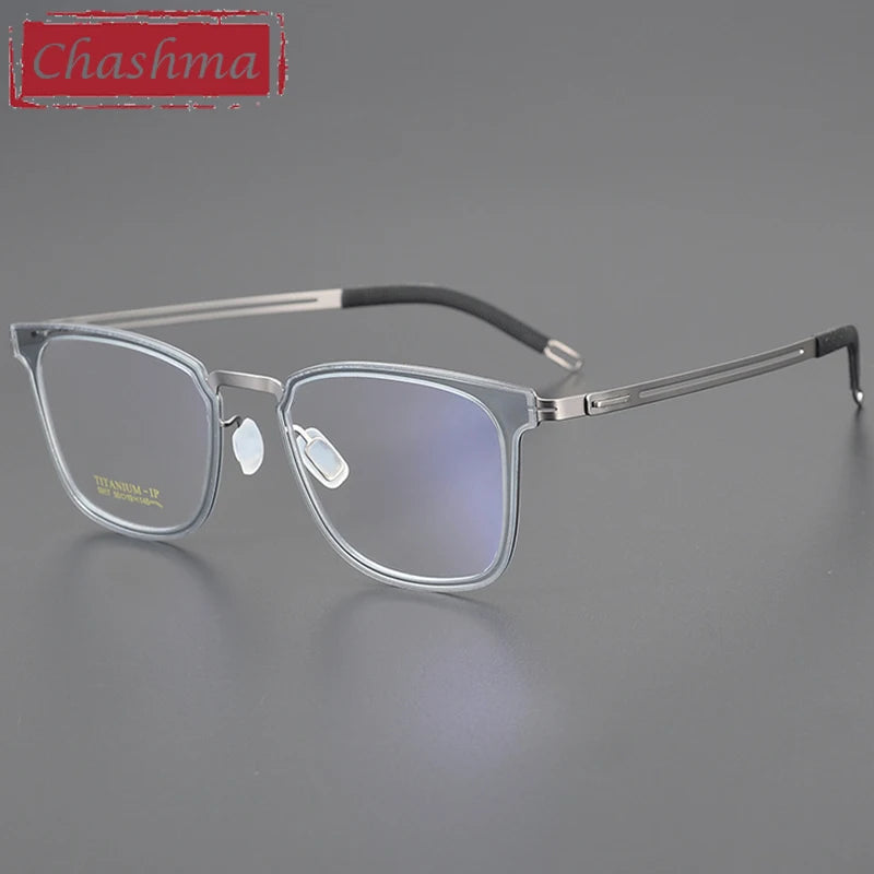 Chashma Women's Full Rim Square Titanium Acetate Eyeglasses 49917 Full Rim Chashma Matte Gray  