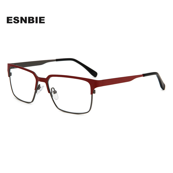 Esnbie Women's Full Rim Square Alloy Acetate Eyeglasses 761021