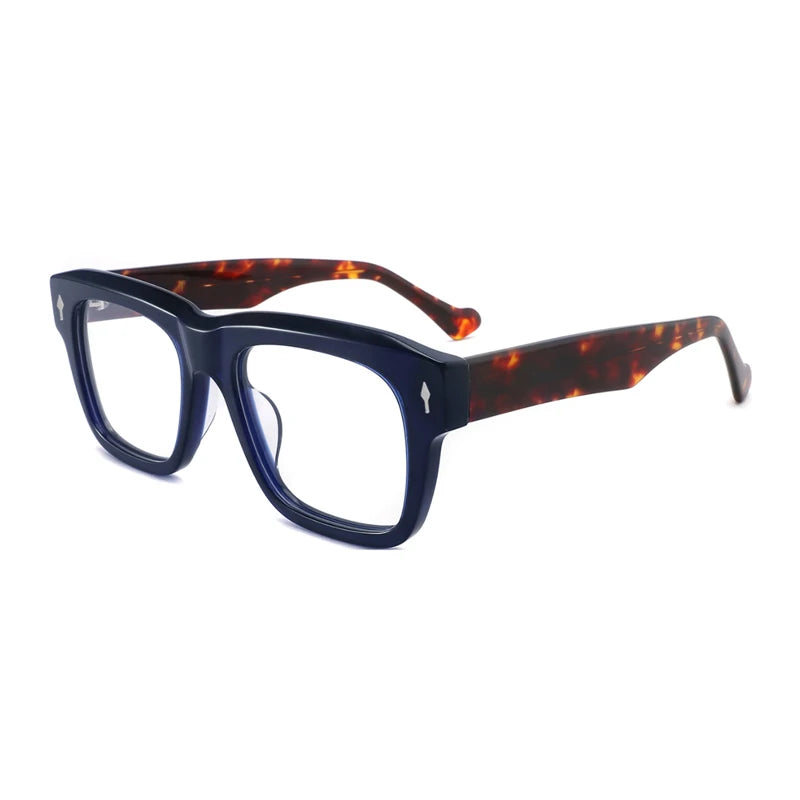 Gatenac Unisex Full Rim Big Square Thick Acetate Eyeglasses  Gxyj1523 Full Rim Gatenac Blue Tortoiseshell  