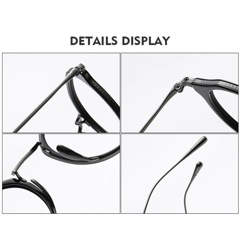 Black Mask Unisex Full Rim Round Titanium Eyeglasses BM-KM1113