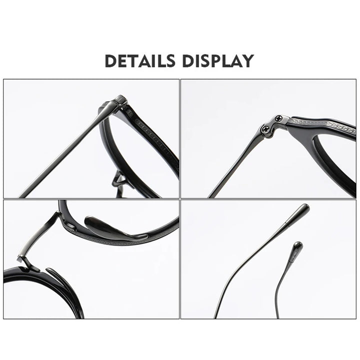 Black Mask Unisex Full Rim Round Titanium Eyeglasses BM-KM1113