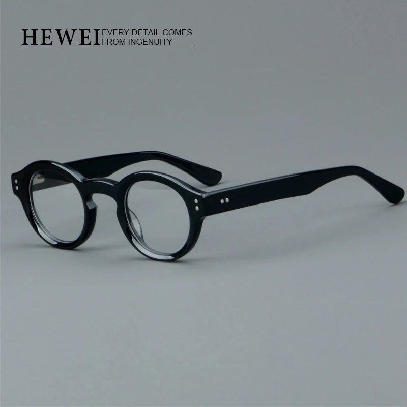 Hewei Unisex Full Rim Round Thick Acetate Temple Eyeglasses 60023 Full Rim Hewei   