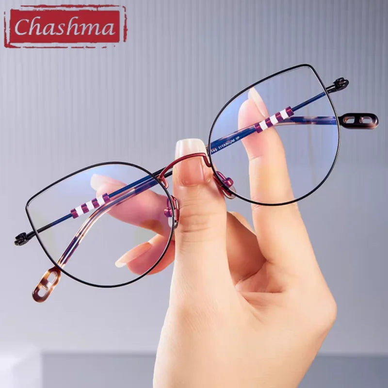 Chashma Women's Full Rim Cat Eye Acetate Titanium Eyeglasses 771001