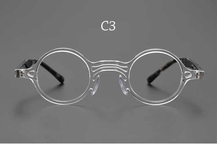 Yujo Men's Full Rim Small Round Double Bridge Acetate Eyeglasses 2058e Full Rim Yujo c3 CHINA 