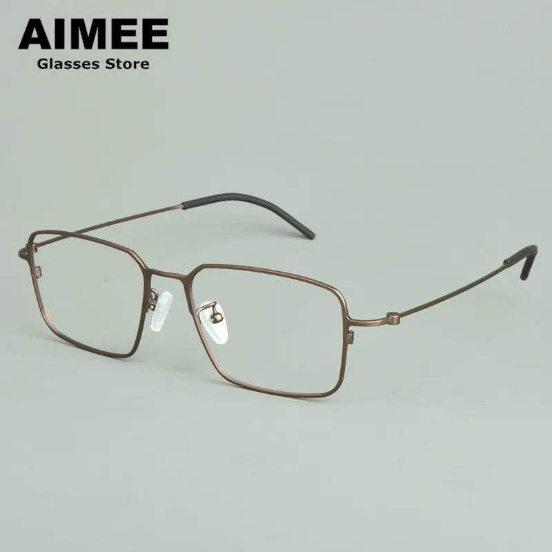 Aimee Unisex Full Rim Square Titanium Eyeglasses 15502 Full Rim Aimee Bronze  