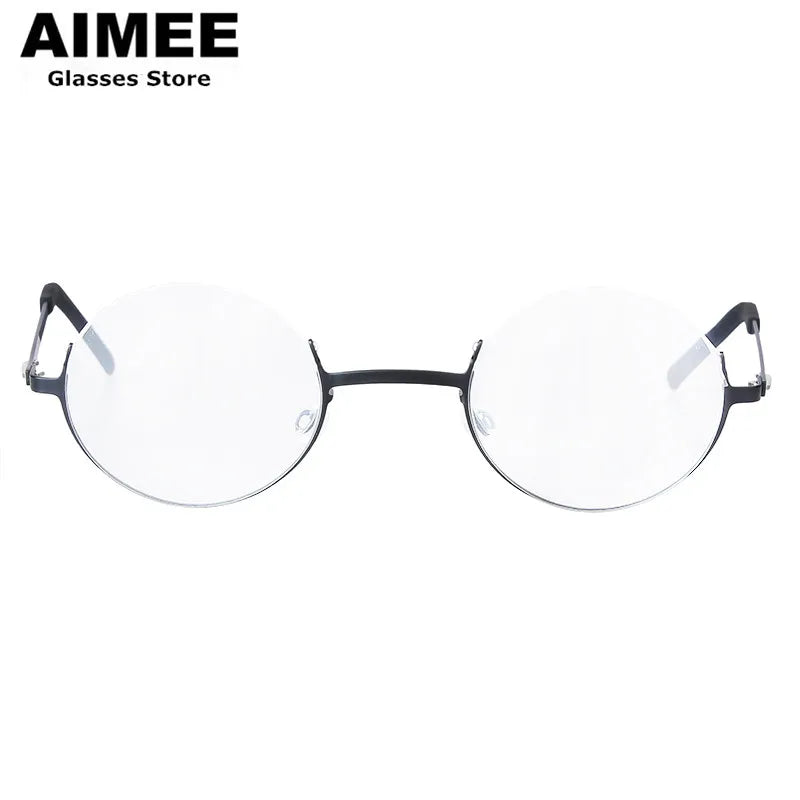 Aimee Women's Semi Rim Round Screwless Titanium Eyeglasses 198802