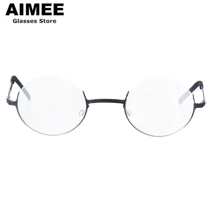 Aimee Women's Semi Rim Round Screwless Titanium Eyeglasses 198802