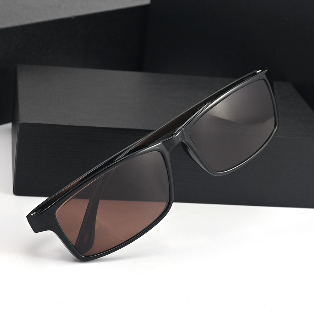 Cubojue Men's Full Rim Oversized Square Tr 90 Titanium Polarized Sunglasses T137 Sunglasses Cubojue shiny  black brown polarized 