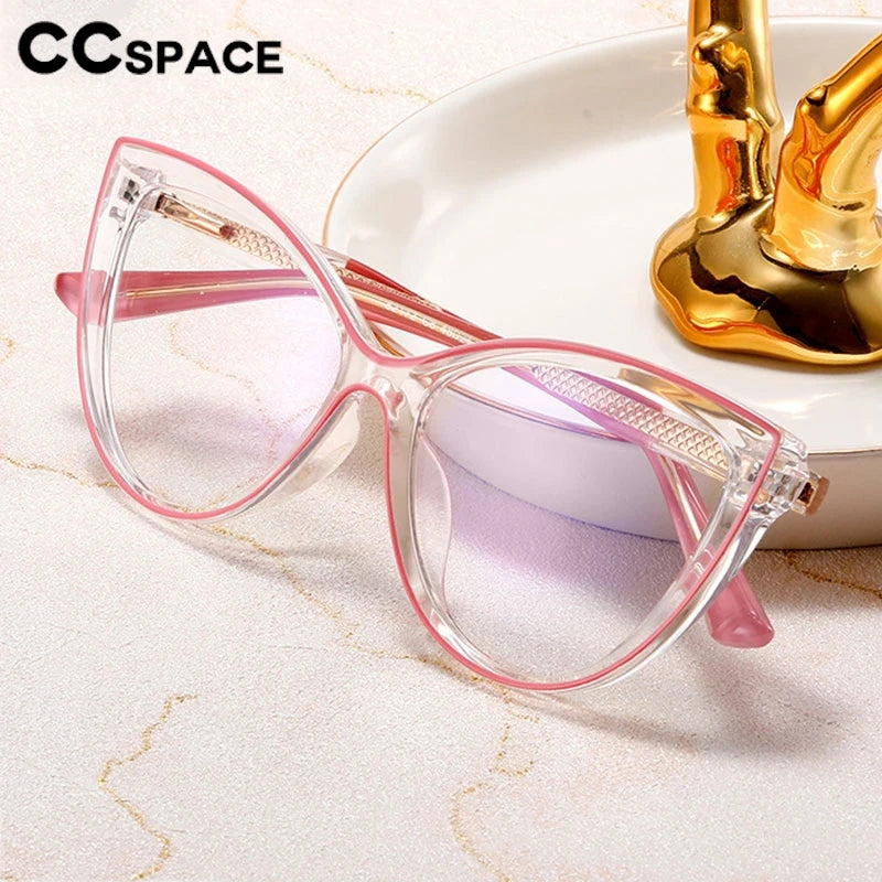 CCspace Women's Full Rim Square Cat Eye Tr 90 Titanium Eyeglasses 301560 Full Rim CCspace   