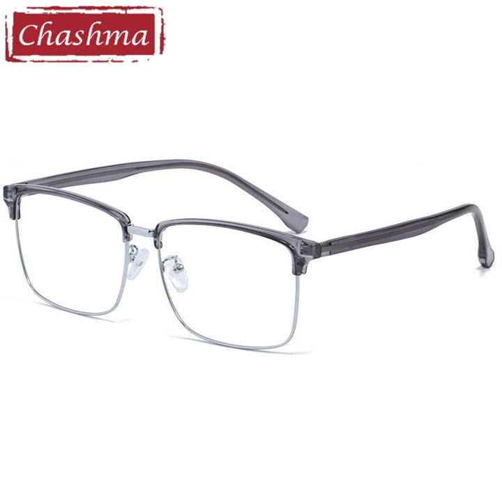 Chashma Ottica Men's Full Rim Large Square Tr 90 Alloy Eyeglasses 510810 Full Rim Chashma Ottica Gray Size 62  