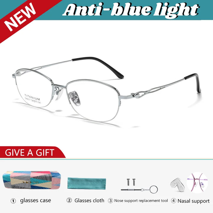 Vicky Women's Semi Rim Square Oval Alloy Reading Glasses 26017