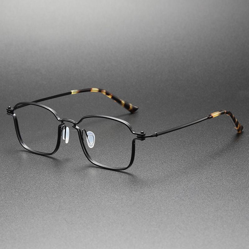 Hdcrafter Unisex Full Rim Large Irregular Square  Eyeglasses 58198 Full Rim Hdcrafter Eyeglasses Black  