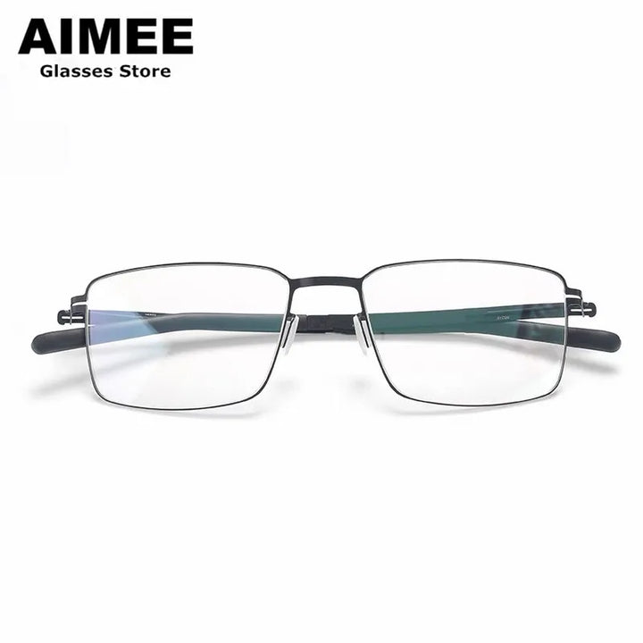 Aimee Unisex Full Rim Square Screwless Titanium Alloy Eyeglasses 13519 Full Rim Aimee   