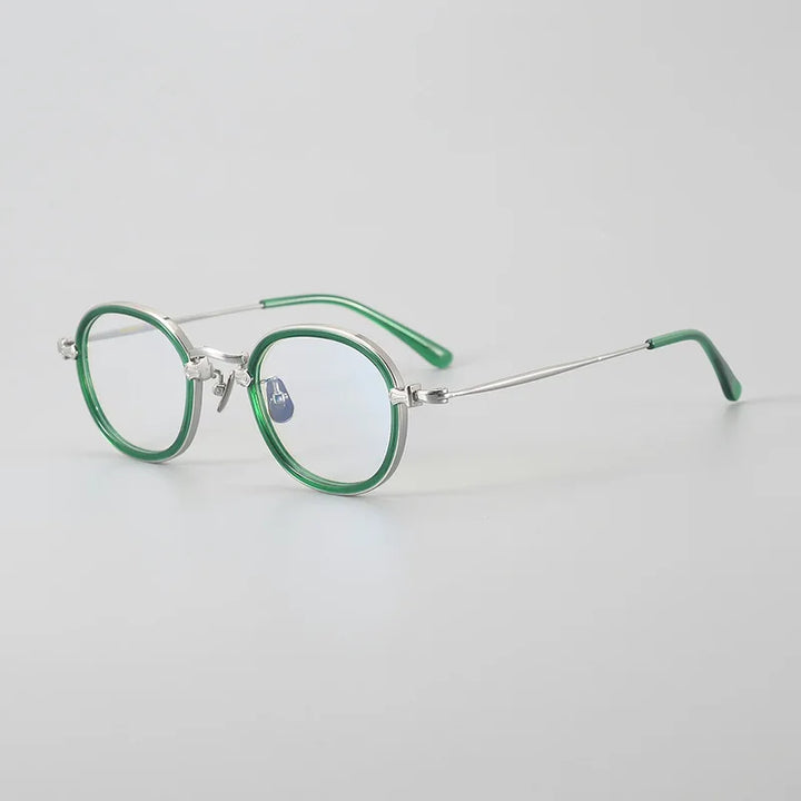 Hewei Unisex Full Rim Oval Titanium Acetate Eyeglasses 14185 Full Rim Hewei green  