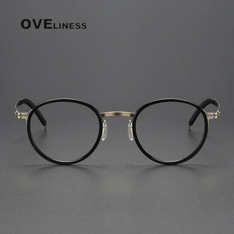 Oveliness Unisex Full Rim Round Acetate Titanium Eyeglasses O8202317 Full Rim Oveliness   