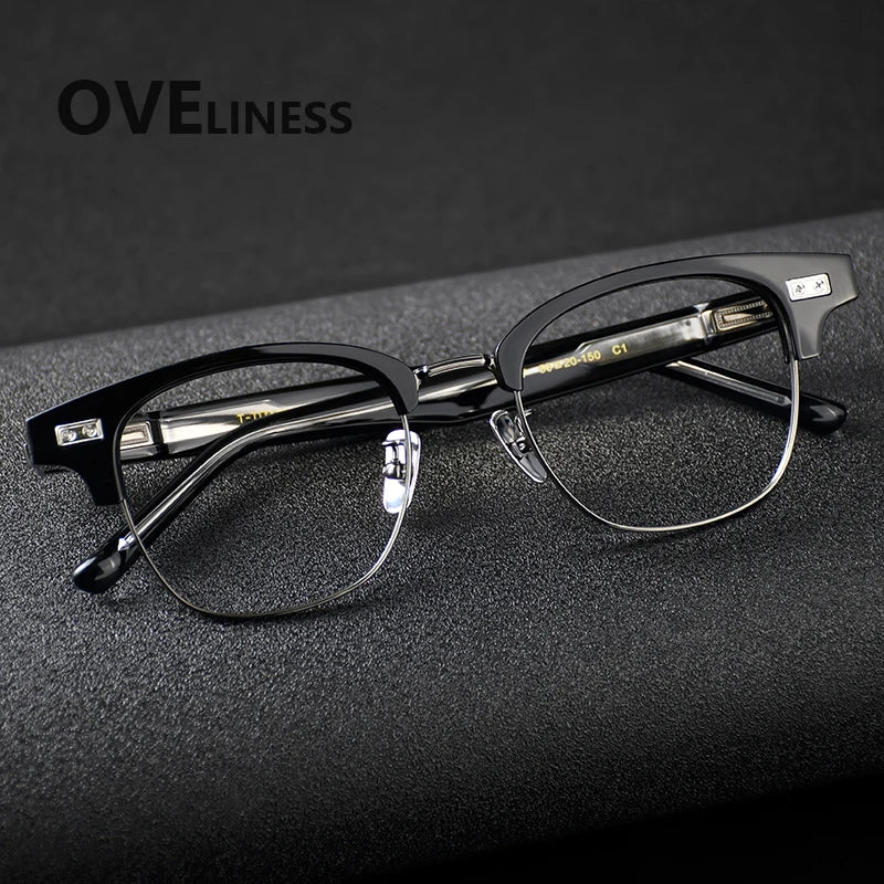 Oveliness Women's Full Rim Square Titanium Acetate Eyeglasses 369197