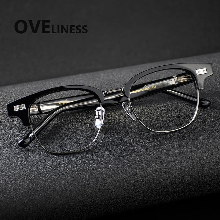 Oveliness Women's Full Rim Square Titanium Acetate Eyeglasses 369197