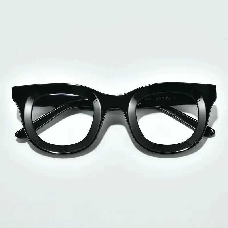 Black Mask Unisex Full Rim Square Acetate Eyeglasses L6688 Full Rim Black Mask Light Black  