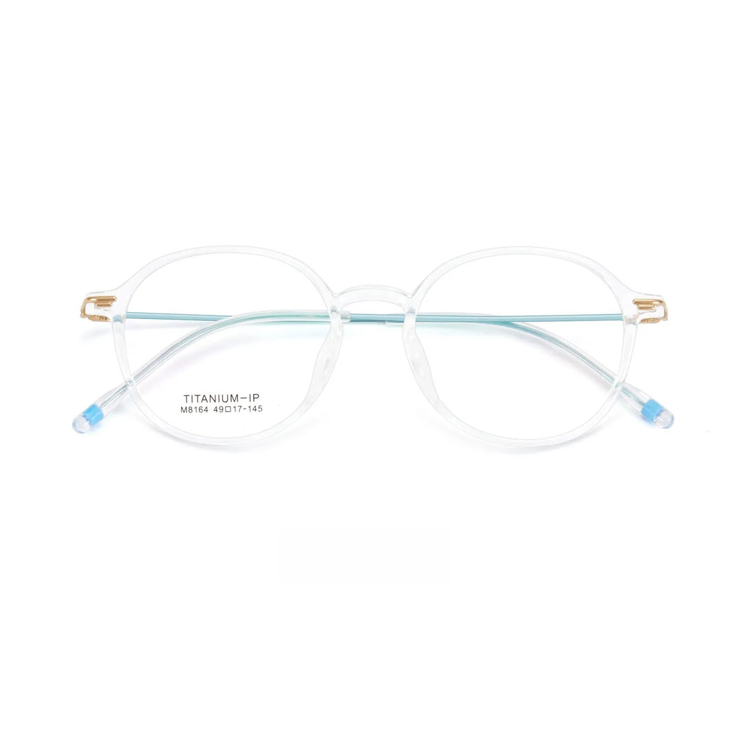 Yimaruili Unisex Full Rim Round Tr 90 Titanium Eyeglasses M8164 Full Rim Yimaruili Eyeglasses Transparent White  
