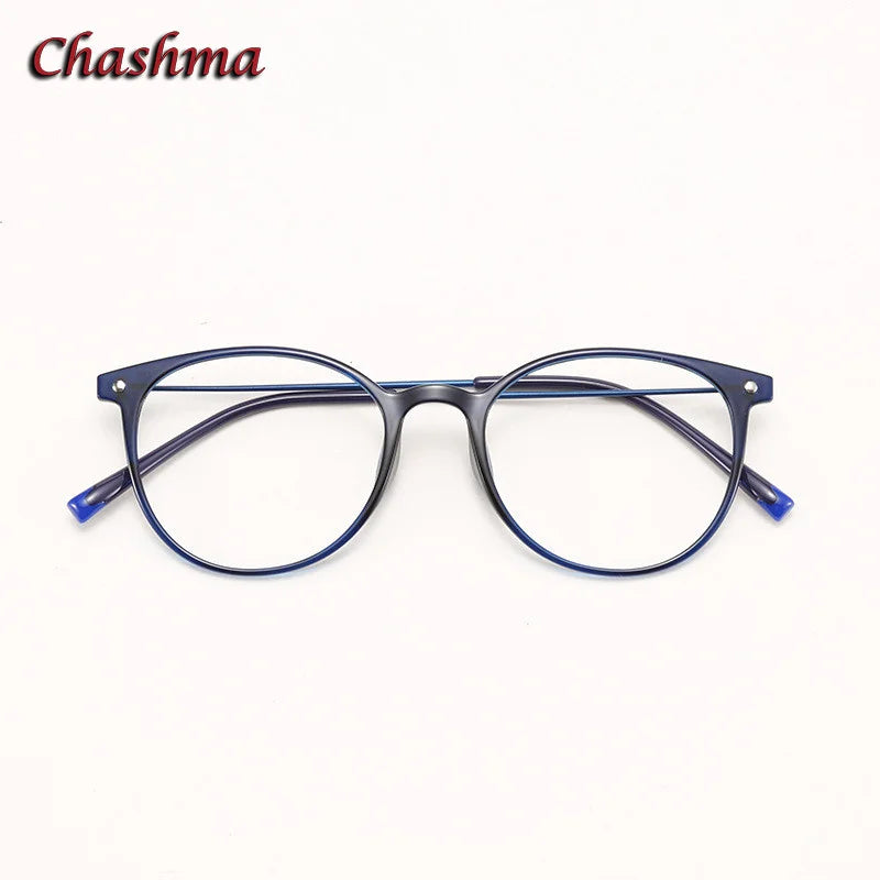 Chashma Ochki Unisex Youth Full Rim Round Ultem Eyeglasses 2149 Full Rim Chashma Ochki Blue  