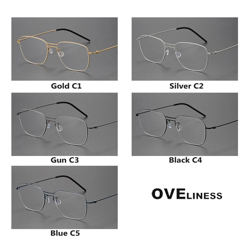 Oveliness Unisex Full Rim Square Double Bridge Titanium Eyeglasses O5524 Full Rim Oveliness   