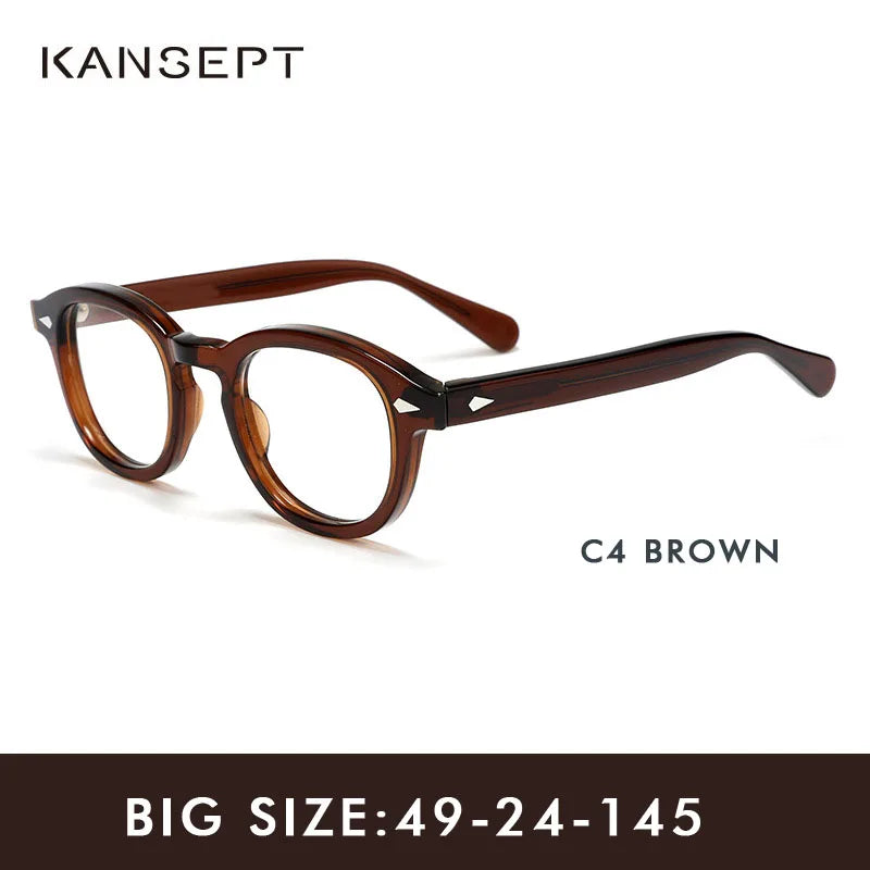 Kansept Unisex Full Rim Round Thick Acetate Eyeglasses 24145 Full Rim Kansept Brown-49 CHINA 